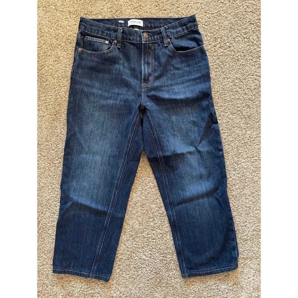 Lands' End Square Rigger Classic Fit Denim Jeans Dark Wash 32x28